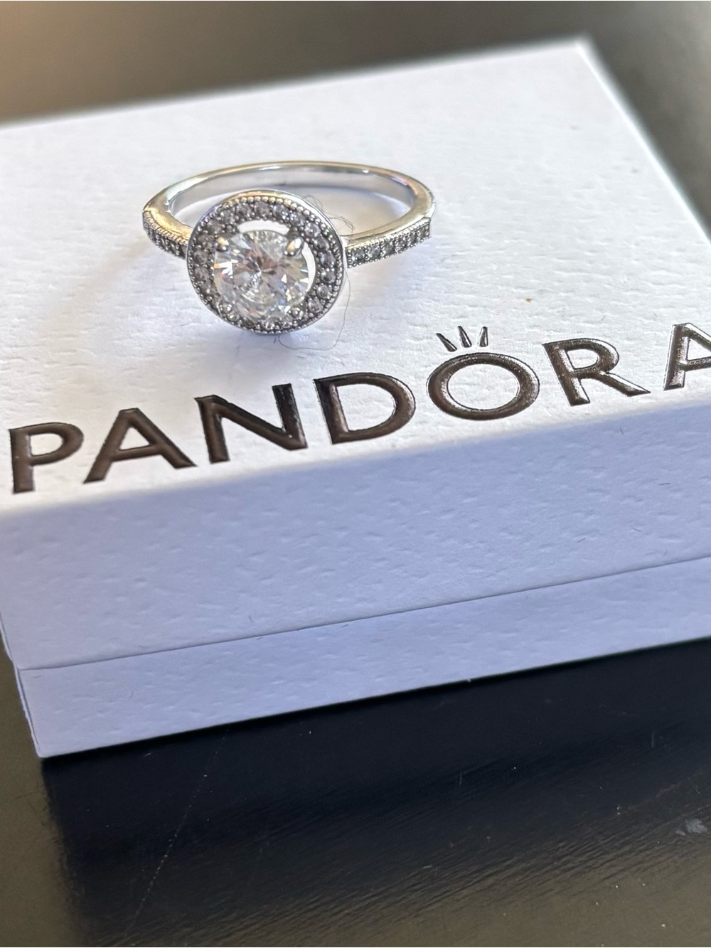 Pandora Silver Round Halo Cubic Zirconia Ring - Silver